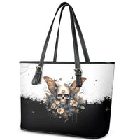Butterfly Skull Leather Tote Bag Flower Butterfly Gothic Skull - Wonder Print Shop