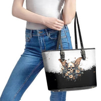 Butterfly Skull Leather Tote Bag Flower Butterfly Gothic Skull - Wonder Print Shop