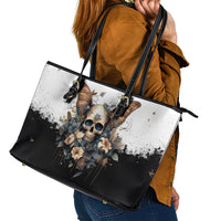 Butterfly Skull Leather Tote Bag Flower Butterfly Gothic Skull - Wonder Print Shop