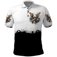 Butterfly Skull Polo Shirt Flower Butterfly Gothic Skull - Wonder Print Shop