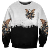 Butterfly Skull Sweatshirt Flower Butterfly Gothic Skull - Wonder Print Shop