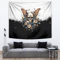 Butterfly Skull Tapestry Flower Butterfly Gothic Skull - Wonder Print Shop