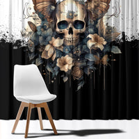 Butterfly Skull Window Curtain Flower Butterfly Gothic Skull - Wonder Print Shop