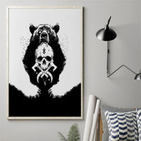 Viking Skull Canvas Wall Art Bear Viking Cross Skull - Wonder Print Shop