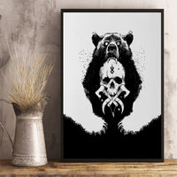 Viking Skull Canvas Wall Art Bear Viking Cross Skull - Wonder Print Shop