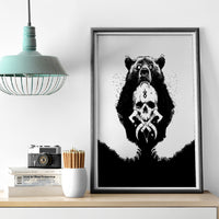 Viking Skull Canvas Wall Art Bear Viking Cross Skull - Wonder Print Shop