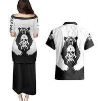 Viking Skull Couples Matching Puletasi Dress and Hawaiian Shirt Bear Viking Cross Skull - Wonder Print Shop