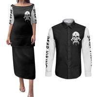 Viking Skull Couples Matching Puletasi Dress and Long Sleeve Button Shirts Bear Viking Cross Skull - Wonder Print Shop