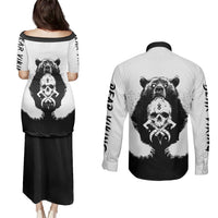 Viking Skull Couples Matching Puletasi Dress and Long Sleeve Button Shirts Bear Viking Cross Skull - Wonder Print Shop