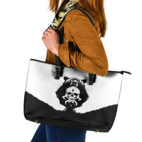 Viking Skull Leather Tote Bag Bear Viking Cross Skull - Wonder Print Shop
