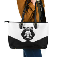 Viking Skull Leather Tote Bag Bear Viking Cross Skull - Wonder Print Shop