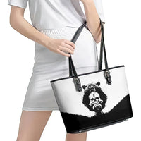 Viking Skull Leather Tote Bag Bear Viking Cross Skull - Wonder Print Shop