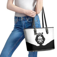 Viking Skull Leather Tote Bag Bear Viking Cross Skull - Wonder Print Shop