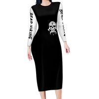 Viking Skull Long Sleeve Bodycon Dress Bear Viking Cross Skull - Wonder Print Shop