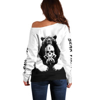 Viking Skull Off Shoulder Sweater Bear Viking Cross Skull - Wonder Print Shop