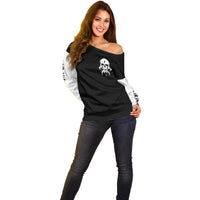 Viking Skull Off Shoulder Sweater Bear Viking Cross Skull - Wonder Print Shop