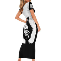 Viking Skull Short Sleeve Bodycon Dress Bear Viking Cross Skull - Wonder Print Shop