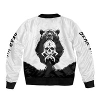 Viking Skull Sleeve Zip Bomber Jacket Bear Viking Cross Skull - Wonder Print Shop