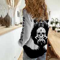 Viking Skull Women Casual Shirt Bear Viking Cross Skull - Wonder Print Shop