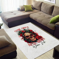 Rose Skull Area Rug Some Girl Wear Pink Real Girl Wear Ink - Wonder Print Shop
