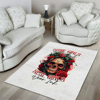 Rose Skull Area Rug Some Girl Wear Pink Real Girl Wear Ink - Wonder Print Shop