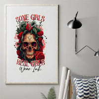 Rose Skull Canvas Wall Art Some Girl Wear Pink Real Girl Wear Ink - Wonder Print Shop