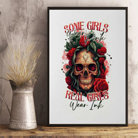 Rose Skull Canvas Wall Art Some Girl Wear Pink Real Girl Wear Ink - Wonder Print Shop