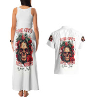 Rose Skull Couples Matching Tank Maxi Dress and Hawaiian Shirt Some Girl Wear Pink Real Girl Wear Ink - Wonder Print Shop