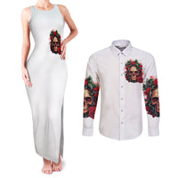 Rose Skull Couples Matching Tank Maxi Dress and Long Sleeve Button Shirts Some Girl Wear Pink Real Girl Wear Ink - Wonder Print Shop