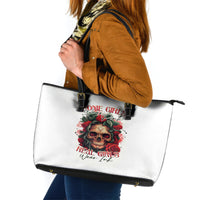 Rose Skull Leather Tote Bag Some Girl Wear Pink Real Girl Wear Ink - Wonder Print Shop
