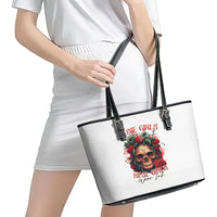 Rose Skull Leather Tote Bag Some Girl Wear Pink Real Girl Wear Ink - Wonder Print Shop