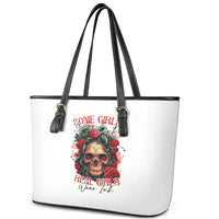 Rose Skull Leather Tote Bag Some Girl Wear Pink Real Girl Wear Ink - Wonder Print Shop