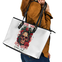 Rose Skull Leather Tote Bag Some Girl Wear Pink Real Girl Wear Ink - Wonder Print Shop