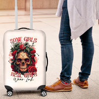 Rose Skull Luggage Cover Some Girl Wear Pink Real Girl Wear Ink - Wonder Print Shop