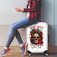 Rose Skull Luggage Cover Some Girl Wear Pink Real Girl Wear Ink - Wonder Print Shop