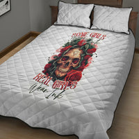 Rose Skull Quilt Bed Set Some Girl Wear Pink Real Girl Wear Ink - Wonder Print Shop