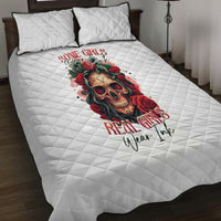 Rose Skull Quilt Bed Set Some Girl Wear Pink Real Girl Wear Ink - Wonder Print Shop