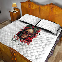Rose Skull Quilt Bed Set Some Girl Wear Pink Real Girl Wear Ink - Wonder Print Shop