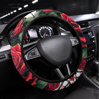 Rose Skull Steering Wheel Cover Some Girl Wear Pink Real Girl Wear Ink - Wonder Print Shop
