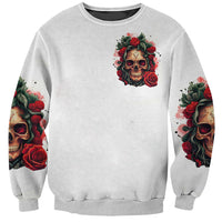 Rose Skull Sweatshirt Some Girl Wear Pink Real Girl Wear Ink - Wonder Print Shop