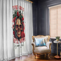 Rose Skull Window Curtain Some Girl Wear Pink Real Girl Wear Ink - Wonder Print Shop