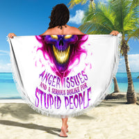 Flame Skull Beach Blanket Walk Away I Have Anger Issues And Dislike For Stupod People - Wonder Print Shop