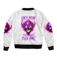 Flame Skull Bomber Jacket Walk Away I Have Anger Issues And Dislike For Stupod People - Wonder Print Shop
