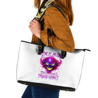 Flame Skull Leather Tote Bag Walk Away I Have Anger Issues And Dislike For Stupod People - Wonder Print Shop