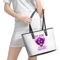 Flame Skull Leather Tote Bag Walk Away I Have Anger Issues And Dislike For Stupod People - Wonder Print Shop
