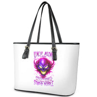 Flame Skull Leather Tote Bag Walk Away I Have Anger Issues And Dislike For Stupod People - Wonder Print Shop