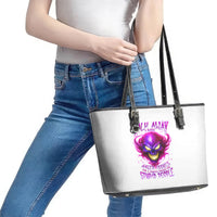 Flame Skull Leather Tote Bag Walk Away I Have Anger Issues And Dislike For Stupod People - Wonder Print Shop