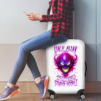 Flame Skull Luggage Cover Walk Away I Have Anger Issues And Dislike For Stupod People - Wonder Print Shop