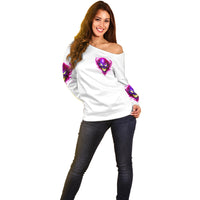 Flame Skull Off Shoulder Sweater Walk Away I Have Anger Issues And Dislike For Stupod People - Wonder Print Shop