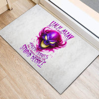 Flame Skull Rubber Doormat Walk Away I Have Anger Issues And Dislike For Stupod People - Wonder Print Shop